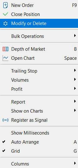 choose Modify or Delete
