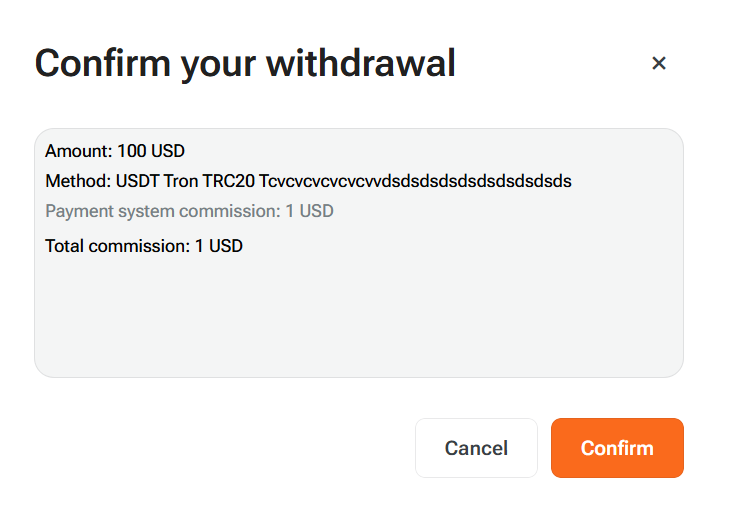 confirm your withdrawal