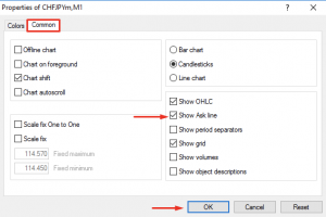 select the “Common” tab and check the box “Show Ask line”